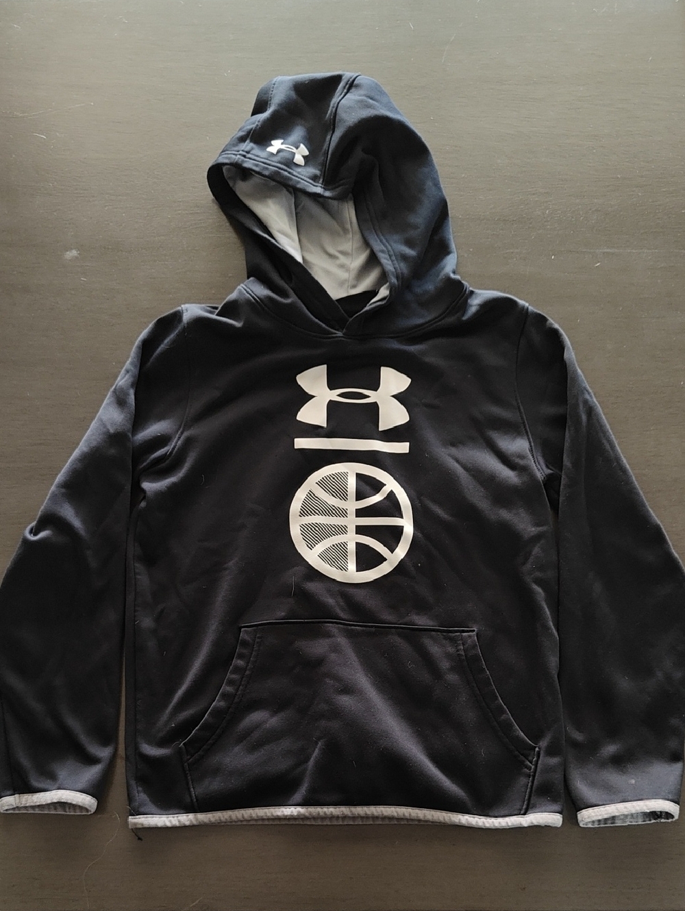 Under Armour Black Hoodie with White Basketball Logo